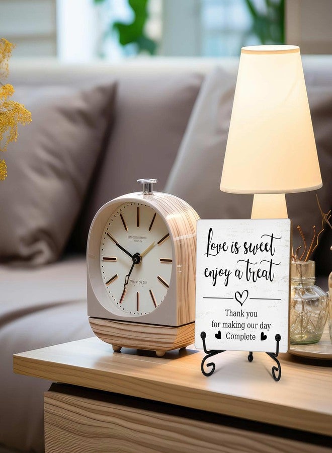 Zmyollo Romantic Wooden Sign With Stand, 'Love Is Sweet Enjoy A Treat' For Dessert Table, Perfect For Wedding, Bridal Shower, Anniversary & Valentine's Day Parties, B17 - Image 3